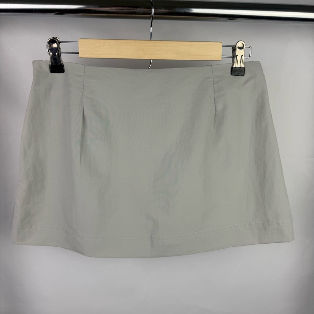 ZARA‎ Mini Skirt Size S Gray Utility Zipper Front Adjustable A-Line NWT - Picture 3 of 10